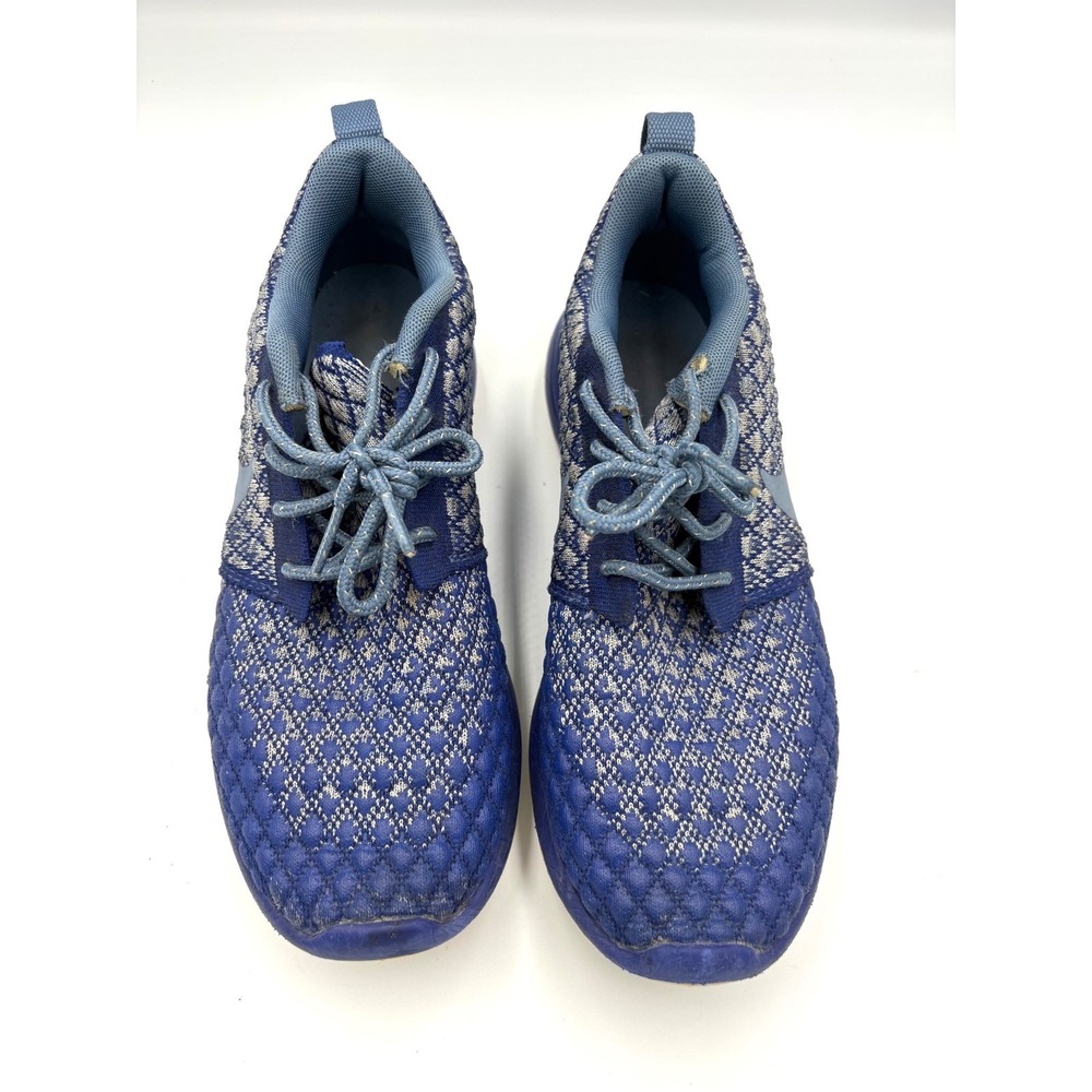 Nike‎ Roshe One NM Flyknit Blue Grey Diamond Pattern Sneakers Women's size 8
